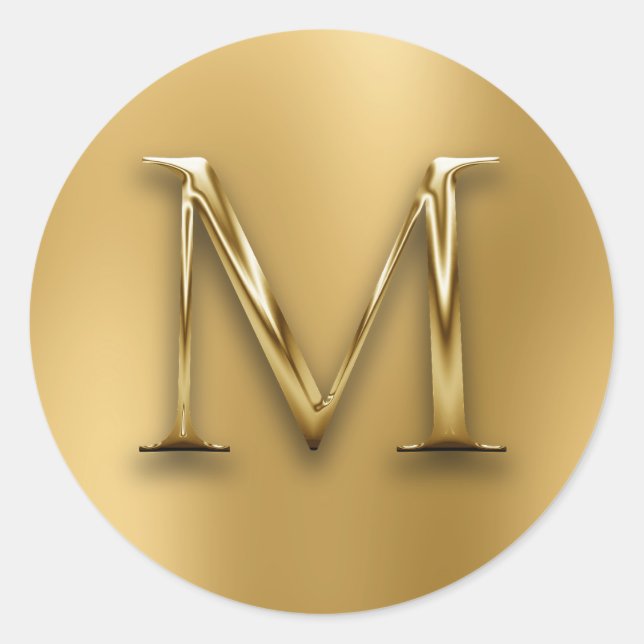 Falsches Gold-Monogramm M auf Unschärfe Runder Aufkleber (Vorderseite)