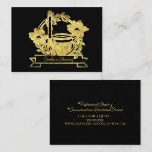 Falsches Gold-Reinigungs-Blumenbesen-Eimer-Logo Visitenkarte