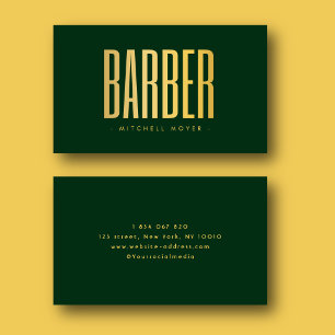 Falsches Gold und grüner Friseursalon Minimalist Visitenkarte