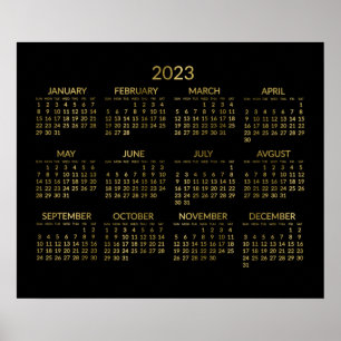 Falsches Gold und schwarzer Jahreskalender 2023 Po Poster