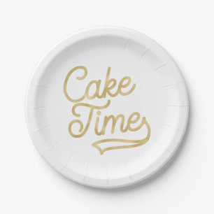 Falsches Gold Vintage "Cake Time" Geburtstag Pappteller
