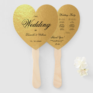 Falsches Goldfolien-Herz-Hochzeitsprogramm Schwarz Fächer