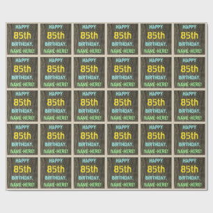 Falsches Holz, bemalter Text-Look, 85. Geburtstag Geschenkpapier