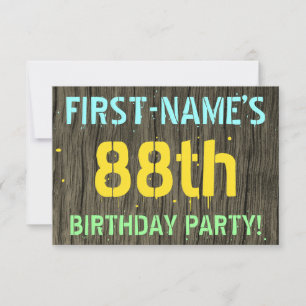 Falsches Holz, Bemalter Text-Look, 88. Geburtstag  Einladung