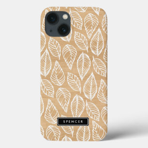 Falsches Holz Blätter Muster Individueller iPad iPhone 13 Hülle