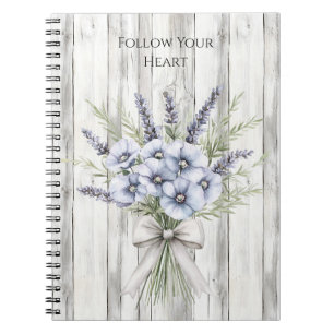 Falsches Holz Lila Iris Blumenmuster Notizblock