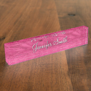 Falsches Hot-Pink-Holz Namensplakette