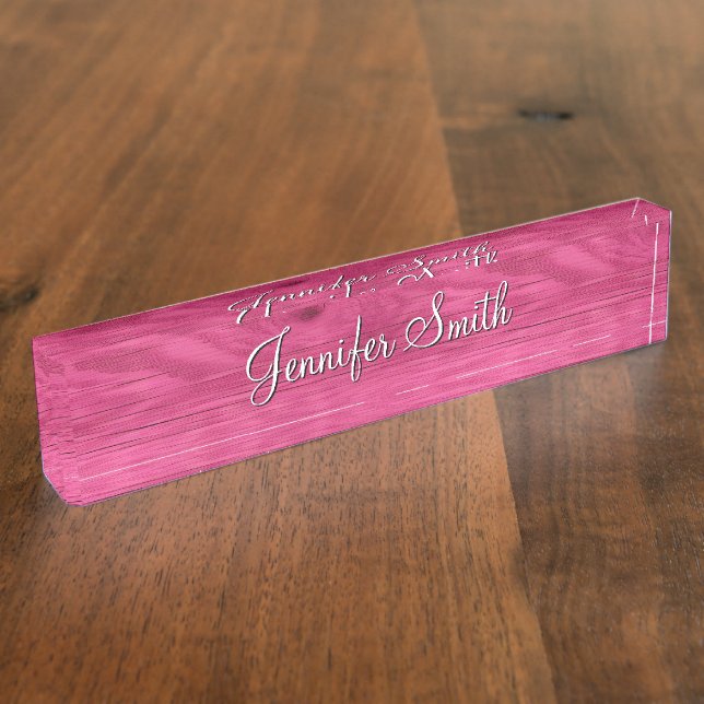 Falsches Hot-Pink-Holz Namensplakette (Seite)