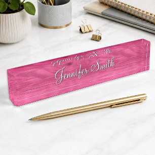 Falsches Hot-Pink-Holz Namensplakette