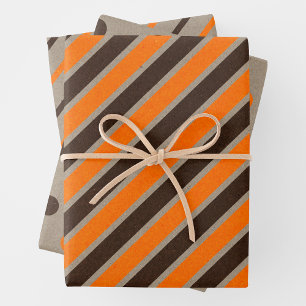 Falsches Kraftpapier mit dunkelbraunen und orangen Geschenkpapier Set