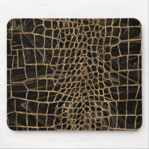 Falsches Krokodil Black Liquid Marble and Gold Mousepad