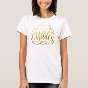 Falsches metallisches Gold handgeschriebene Braut T-Shirt