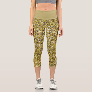 Falsches Pailletten-Goldmuster  Capri Leggings
