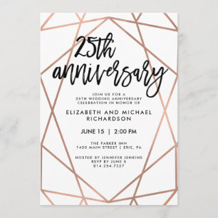 Falsches Roségold Geometrisches 25. Hochzeitstag Einladung