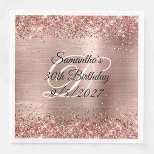 Falsches Roségold-Glimmer und Folie 30. Geburtstag Serviette