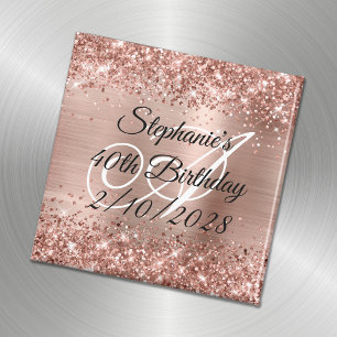 Falsches Roségold-Glimmer und Folie 40. Geburtstag Magnet