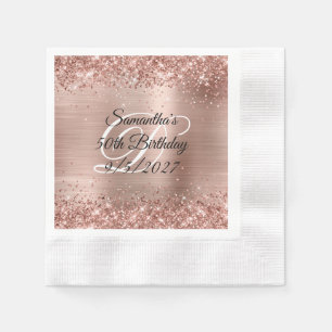 Falsches Roségold-Glimmer und Folie 50. Geburtstag Serviette