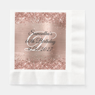 Falsches Roségold-Glimmer und Folie 60. Geburtstag Serviette