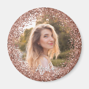 Falsches Roségold-Glitter-Foto Magnet