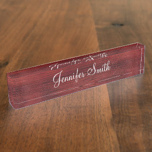 Falsches Rot Holz Namensplakette