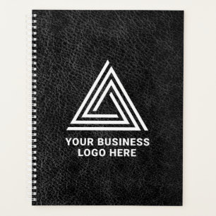 Falsches schwarzes Leder modernes Geschäft-Logo Planer
