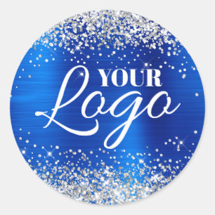 Falsches Silber-Glitter königsblaues Folien-Logo Runder Aufkleber