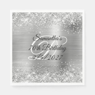 Falsches Silber-Glitter und Folie 70. Geburtstag Serviette