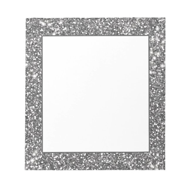 Falsches Silber-Grau-Glitter-Textur-Design Notizblock (Vorderseite)
