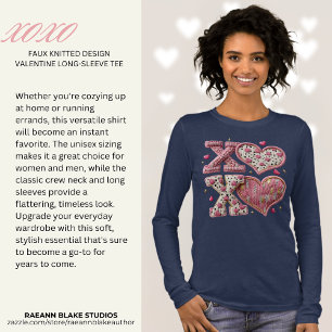 Falsches Strickdesign XOXO Valentinstag Langarm Tri-Blend Shirt
