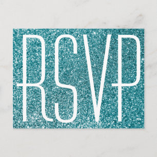 Falsches Türkis Glitter und Weiß RSVP Postkarte