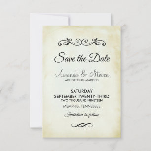 Falsches Vintage-Pergament Einfache & Elegante Hoc Save The Date