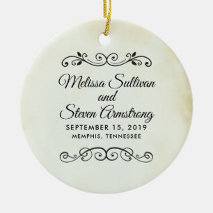 Falsches Vintage-Pergament Western-Stil-Hochzeit Keramik Ornament