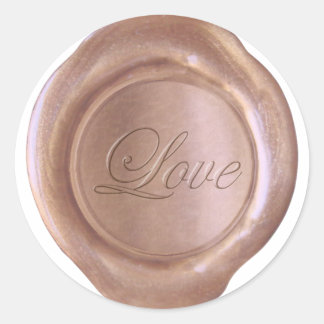 Falsches Wachssiegel - Roségold - Schrift - Liebe Runder Aufkleber