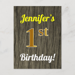 Falsches Wood, falsches Gold 1st Birthday & Custom Postkarte