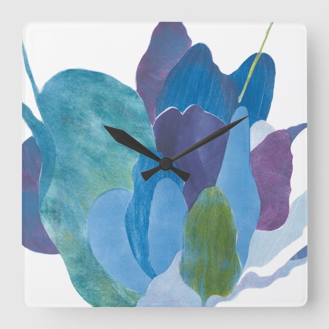 False Indigo I Quadratische Wanduhr (Vorderseite)