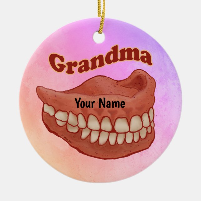 False Teeth Grandma Keramik Ornament (Vorne)
