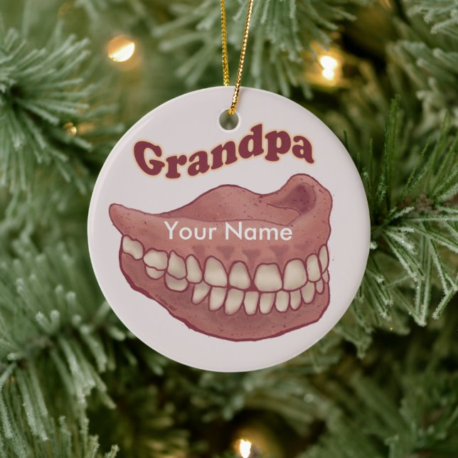 False Teeth Grandpa Keramik Ornament (Baum)