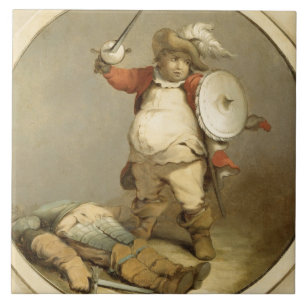 Falstaff mit dem Körper von Hotspur, c.1786 (Öl  Fliese