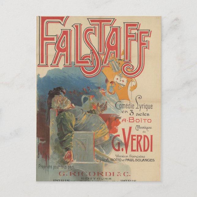 Falstaff opera poster (Paris première 1894) Postca Postkarte (Vorderseite)