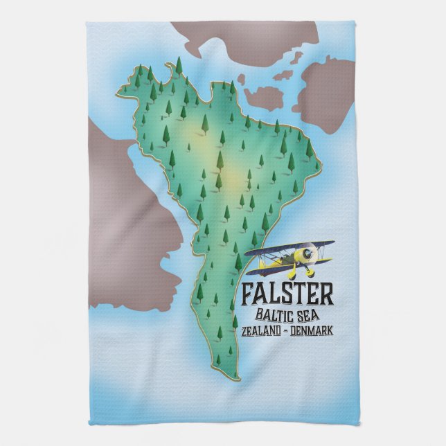 Falster Island Denmark Reiseplakat. Geschirrtuch (Vertikal)