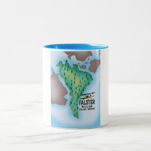 Falster Island Denmark Reiseplakat. Zweifarbige Tasse