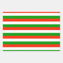 Faltblatt für rote, grüne und weiße Streifen Geschenkpapier Set