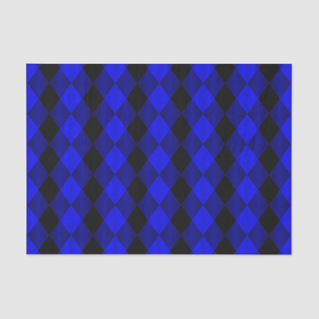 Faltblatt Harlequin-Blau-Schwarz-GEWEBE Seidenpapier (Vorderseite)