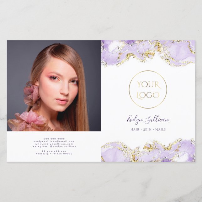 Faltbroschüre zum Marmorieren von Lavendel (Vorderseite)