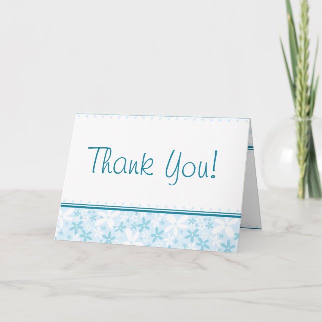 Falted Dankeschön Card Blue Daisies Dankeskarte (Vorderseite)