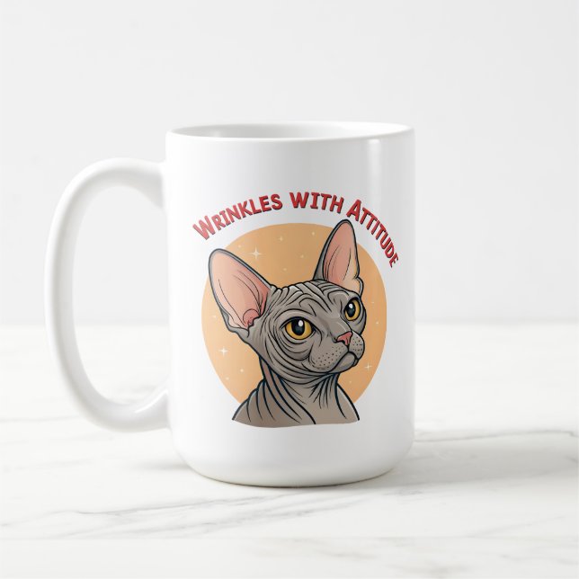 Falten mit Haltung Sphynx-Katzen-Kunst Kaffeetasse (Links)