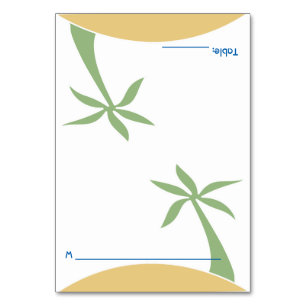 Falten Sie die Platzkarte des tropischen Strandes  Tischnummer