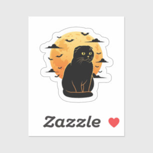 Falten & Vollmond - schottisches KatzenHalloween Aufkleber