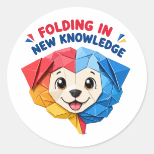 Falten von neuem Wissen Süßer Origami-Hund Runder Aufkleber