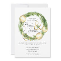 Faltenbalg Grün Wreath Einladung zur Hochzeit